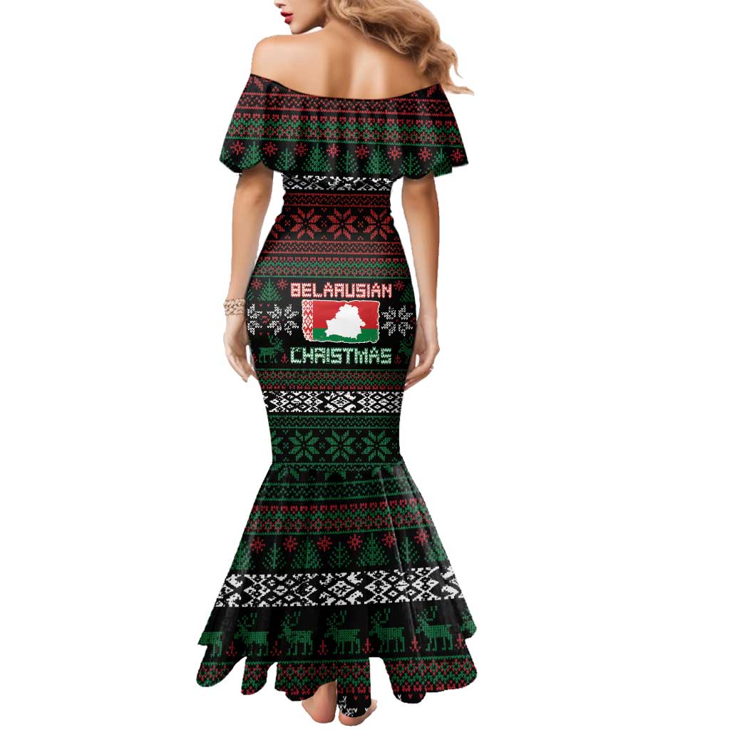 Belarus Christmas Family Matching Mermaid Dress and Hawaiian Shirt Flag With Belarusian Patterns - Wonder Print Shop