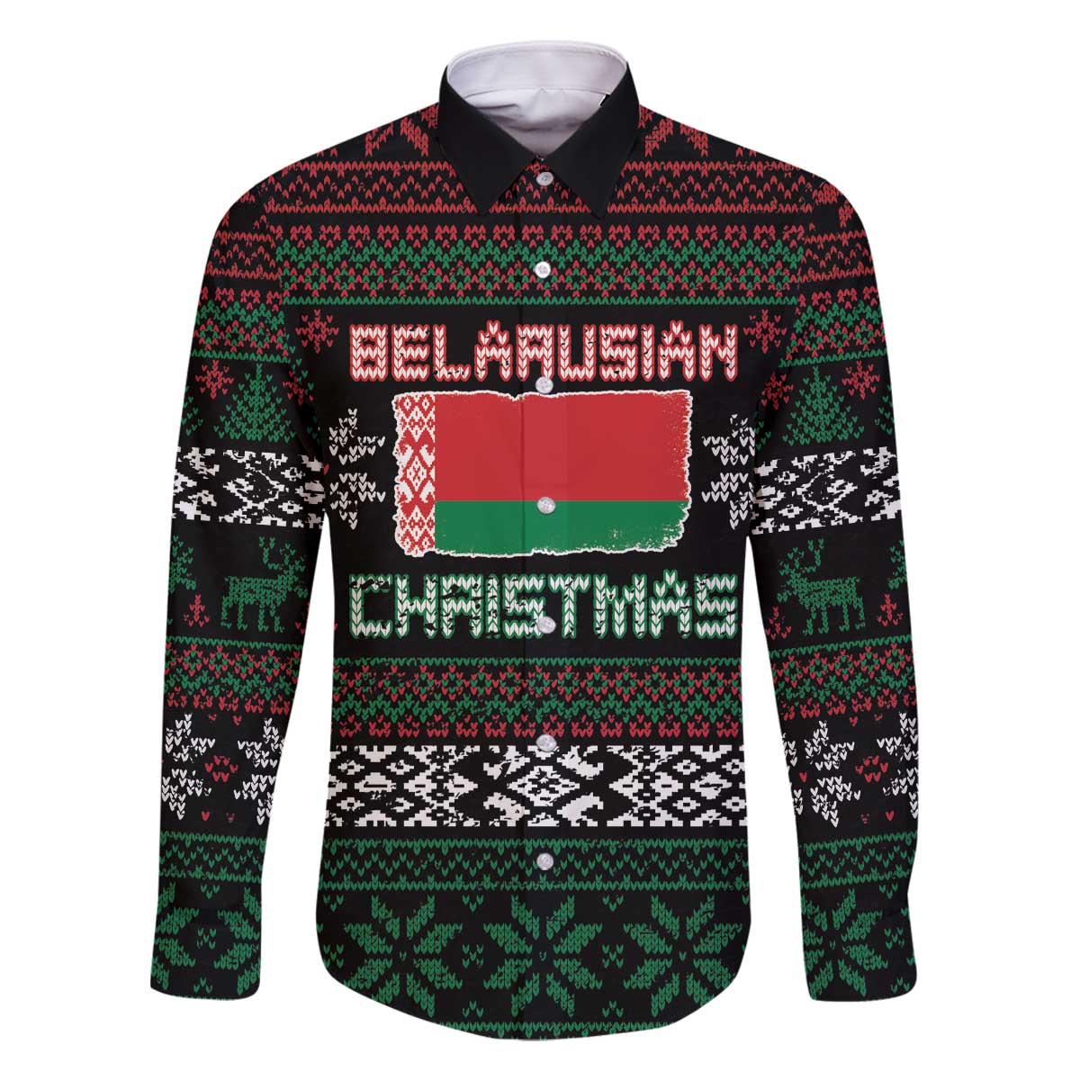 Belarus Christmas Family Matching Off The Shoulder Long Sleeve Dress and Hawaiian Shirt Flag With Belarusian Patterns - Wonder Print Shop