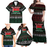 Belarus Christmas Family Matching Off Shoulder Maxi Dress and Hawaiian Shirt Flag With Belarusian Patterns - Wonder Print Shop