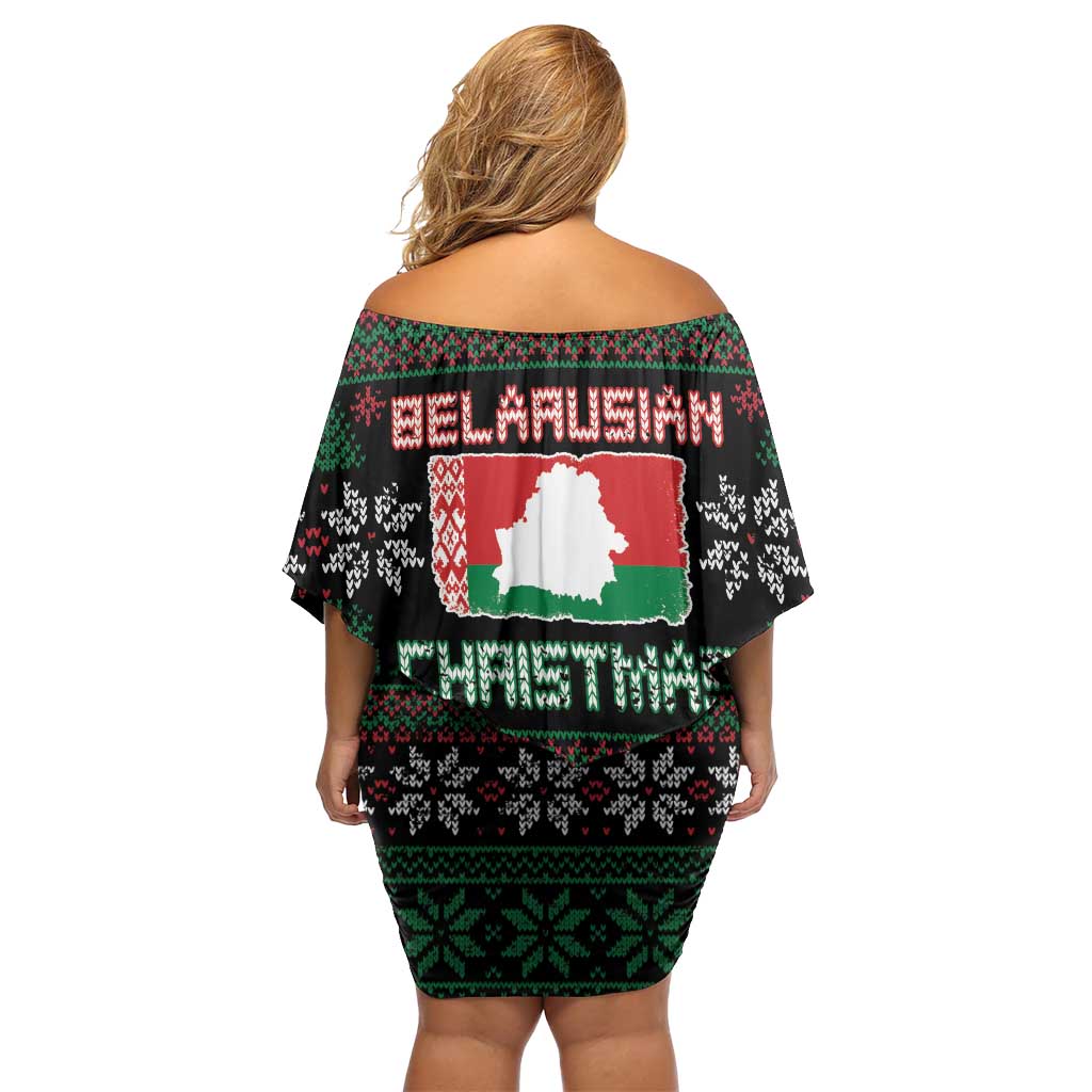 Belarus Christmas Family Matching Off Shoulder Short Dress and Hawaiian Shirt Flag With Belarusian Patterns - Wonder Print Shop