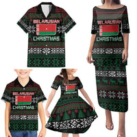 Belarus Christmas Family Matching Puletasi and Hawaiian Shirt Flag With Belarusian Patterns - Wonder Print Shop