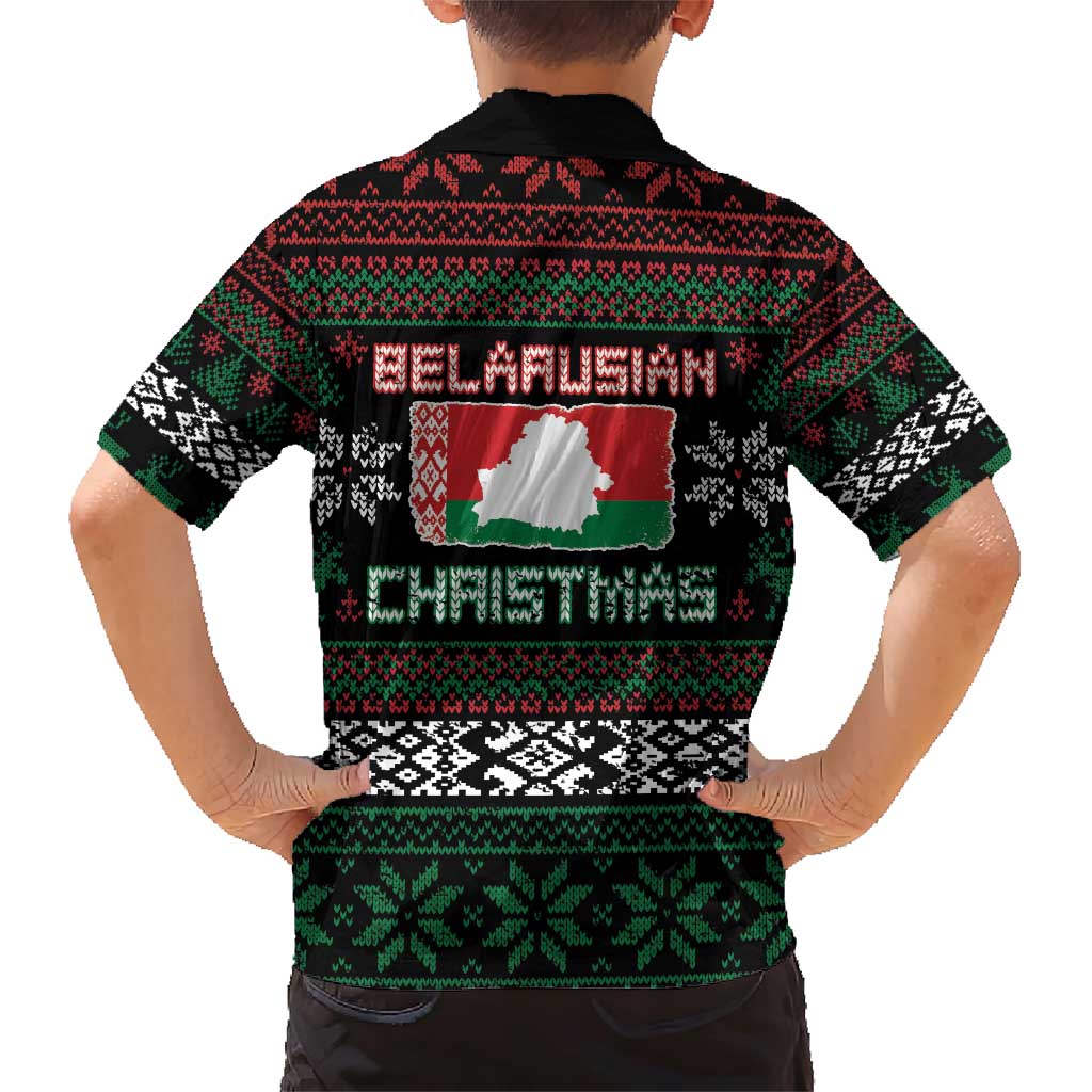 Belarus Christmas Family Matching Short Sleeve Bodycon Dress and Hawaiian Shirt Flag With Belarusian Patterns - Wonder Print Shop