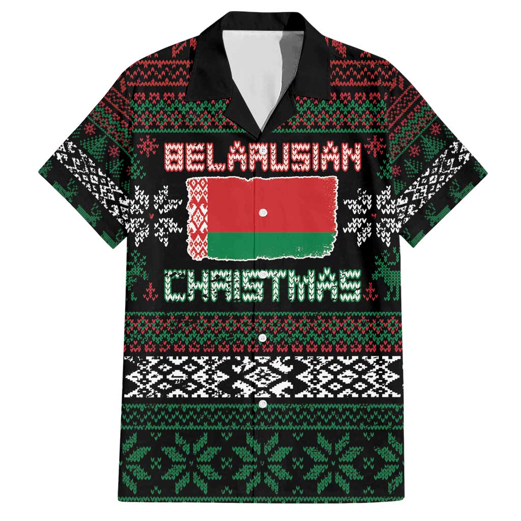 Belarus Christmas Family Matching Short Sleeve Bodycon Dress and Hawaiian Shirt Flag With Belarusian Patterns - Wonder Print Shop