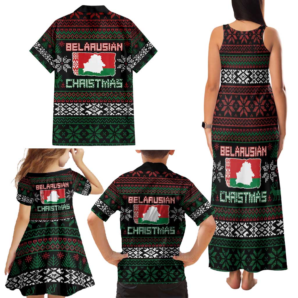 Belarus Christmas Family Matching Tank Maxi Dress and Hawaiian Shirt Flag With Belarusian Patterns - Wonder Print Shop