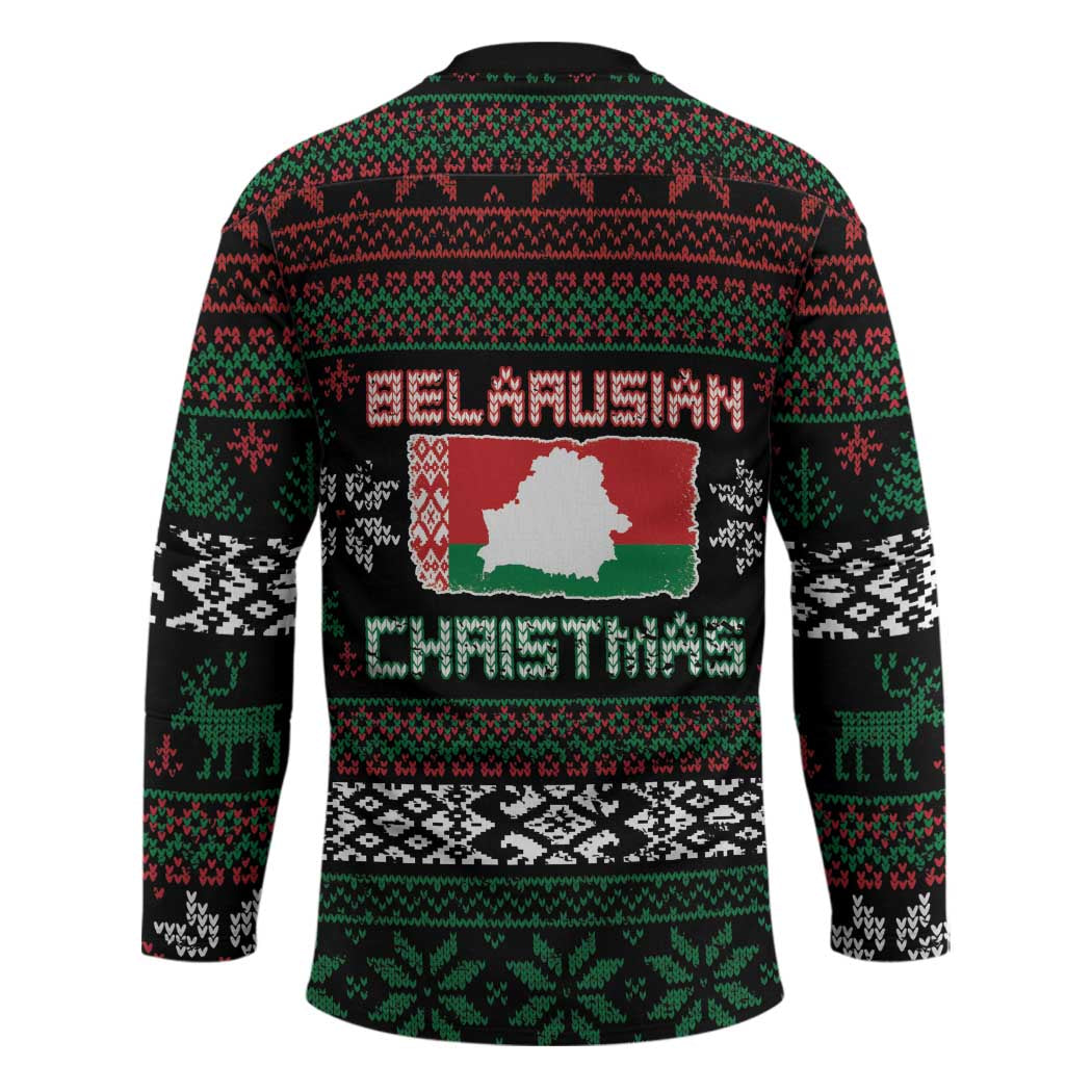 Belarus Christmas Hockey Jersey Flag With Belarusian Patterns - Wonder Print Shop