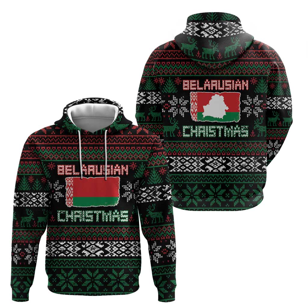 Belarus Christmas Hoodie Flag With Belarusian Patterns - Wonder Print Shop