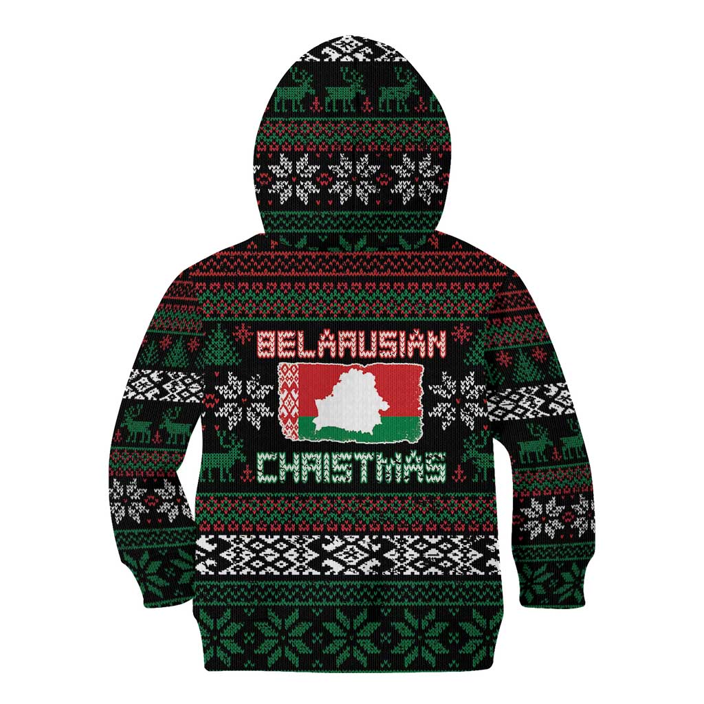 Belarus Christmas Kid Hoodie Flag With Belarusian Patterns - Wonder Print Shop