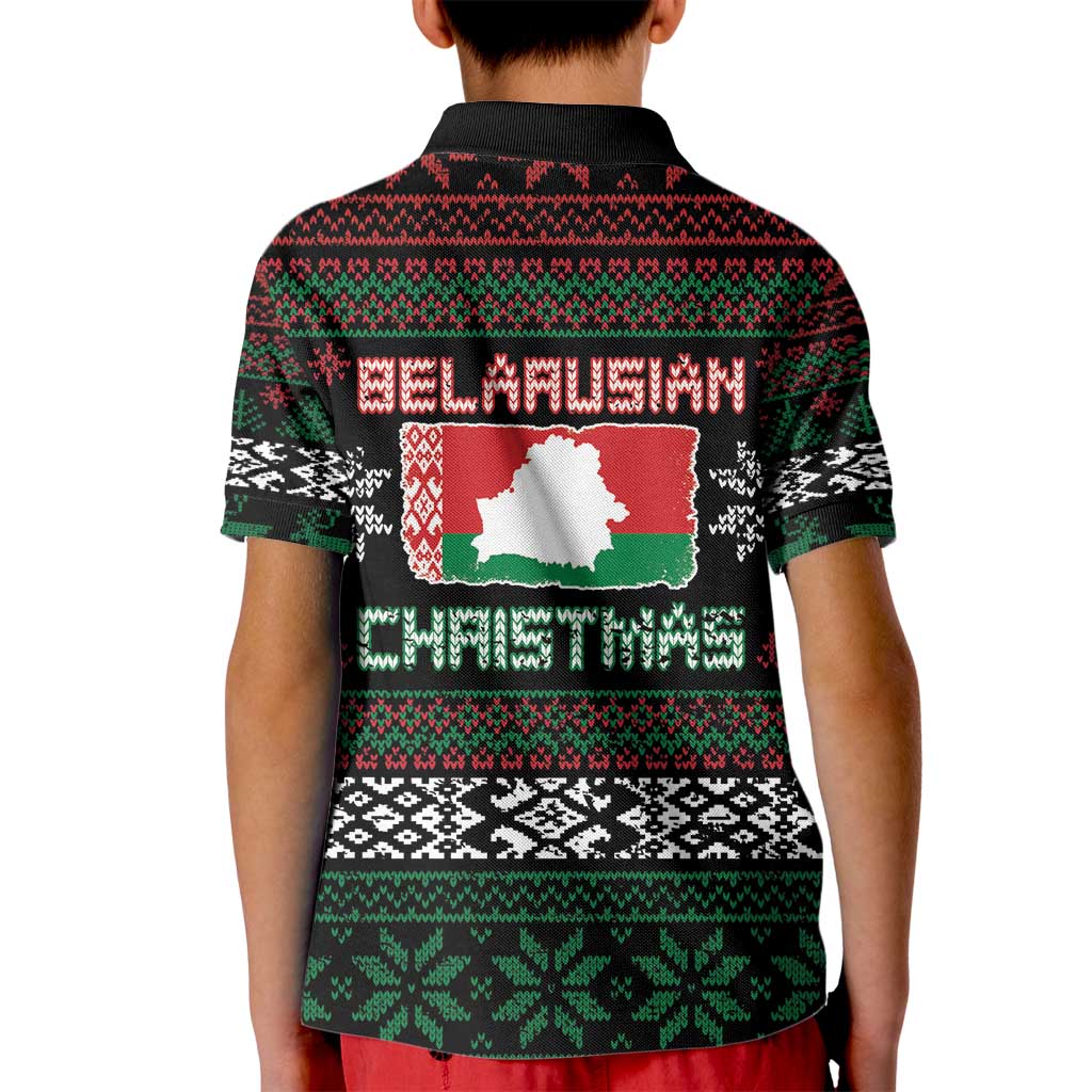 Belarus Christmas Kid Polo Shirt Flag With Belarusian Patterns - Wonder Print Shop