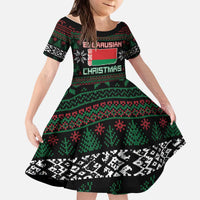 Belarus Christmas Kid Short Sleeve Dress Flag With Belarusian Patterns - Wonder Print Shop