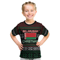 Belarus Christmas Kid T Shirt Flag With Belarusian Patterns - Wonder Print Shop