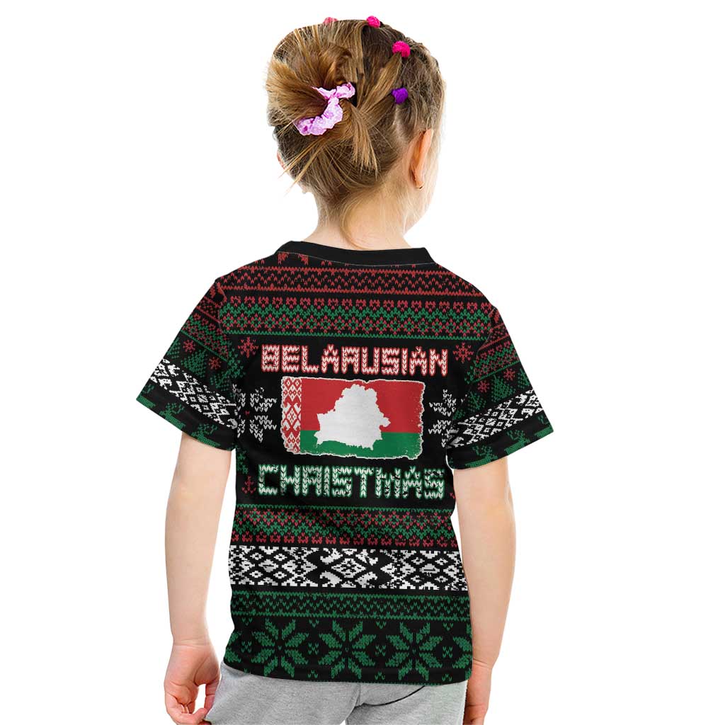 Belarus Christmas Kid T Shirt Flag With Belarusian Patterns - Wonder Print Shop