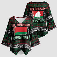 Belarus Christmas Kimono Sleeve Blouse Flag With Belarusian Patterns - Wonder Print Shop