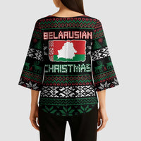 Belarus Christmas Kimono Sleeve Blouse Flag With Belarusian Patterns - Wonder Print Shop