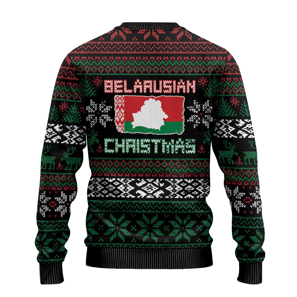 Belarus Christmas Ugly Christmas Sweater Flag With Belarusian Patterns - Wonder Print Shop