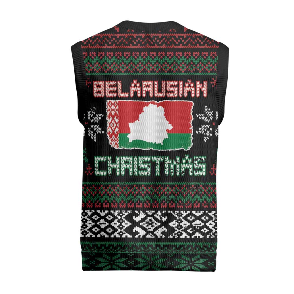 Belarus Christmas Knitted V-Neck Vest Flag With Belarusian Patterns - Wonder Print Shop