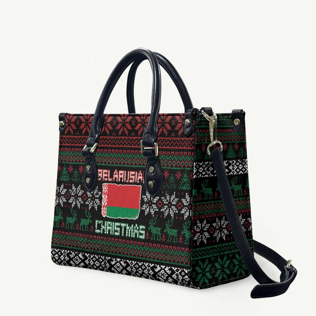 Belarus Christmas Leather Bag Flag With Belarusian Patterns - Wonder Print Shop