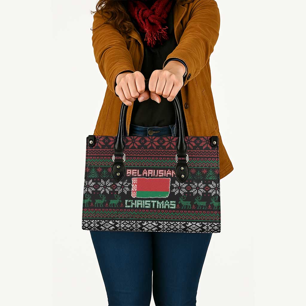 Belarus Christmas Leather Bag Flag With Belarusian Patterns - Wonder Print Shop