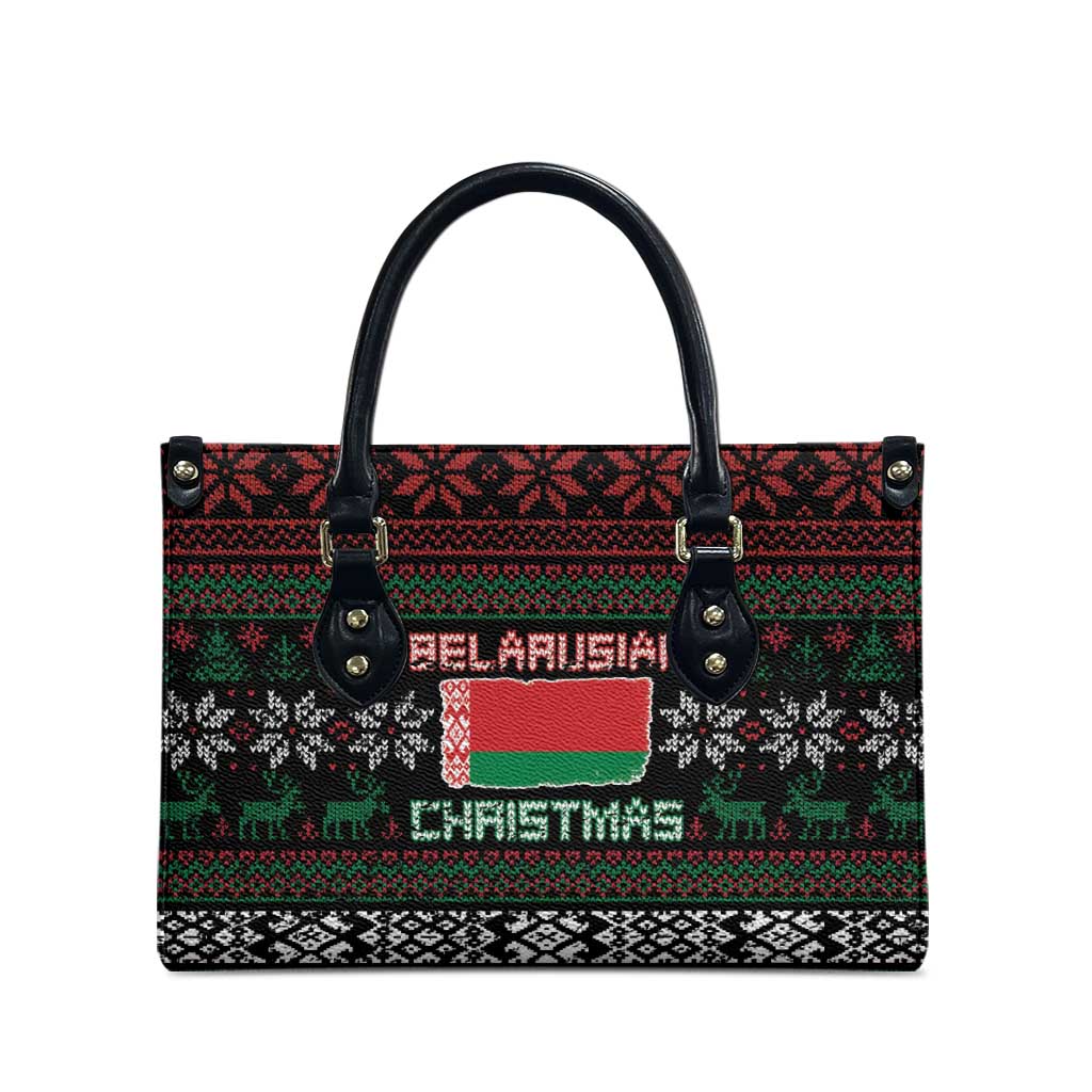 Belarus Christmas Leather Bag Flag With Belarusian Patterns - Wonder Print Shop