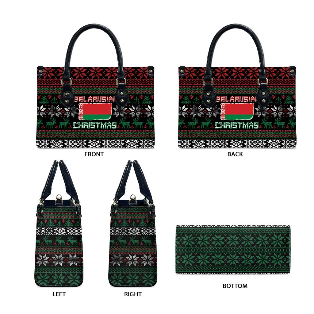 Belarus Christmas Leather Bag Flag With Belarusian Patterns - Wonder Print Shop