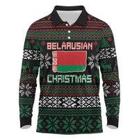 Belarus Christmas Long Sleeve Polo Shirt Flag With Belarusian Patterns - Wonder Print Shop