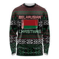 Belarus Christmas Long Sleeve Shirt Flag With Belarusian Patterns - Wonder Print Shop