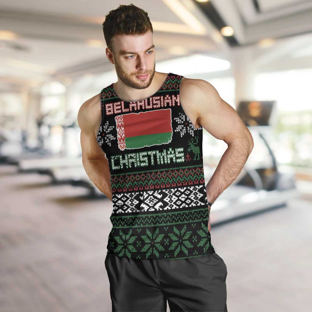 Belarus Christmas Men Tank Top Flag With Belarusian Patterns - Wonder Print Shop