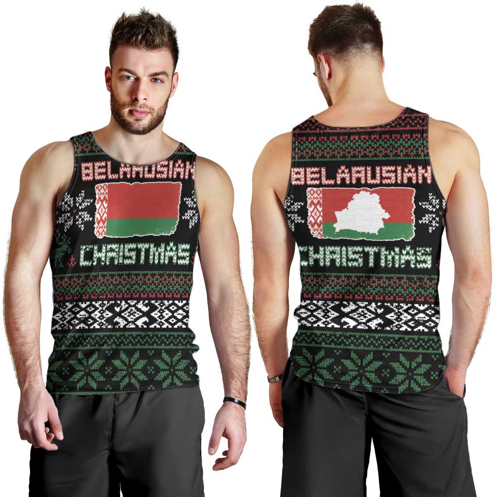 Belarus Christmas Men Tank Top Flag With Belarusian Patterns - Wonder Print Shop