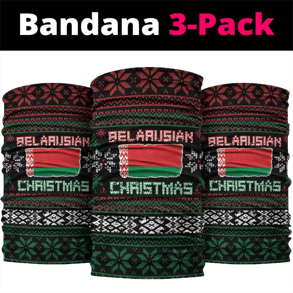 Belarus Christmas Neck Gaiter Flag With Belarusian Patterns - Wonder Print Shop