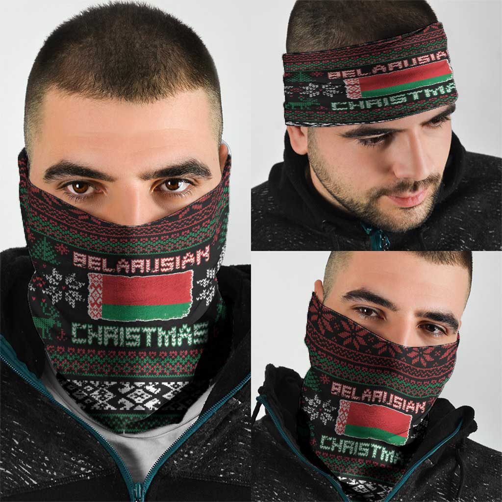 Belarus Christmas Neck Gaiter Flag With Belarusian Patterns - Wonder Print Shop