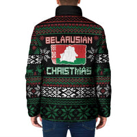 Belarus Christmas Padded Jacket Flag With Belarusian Patterns - Wonder Print Shop