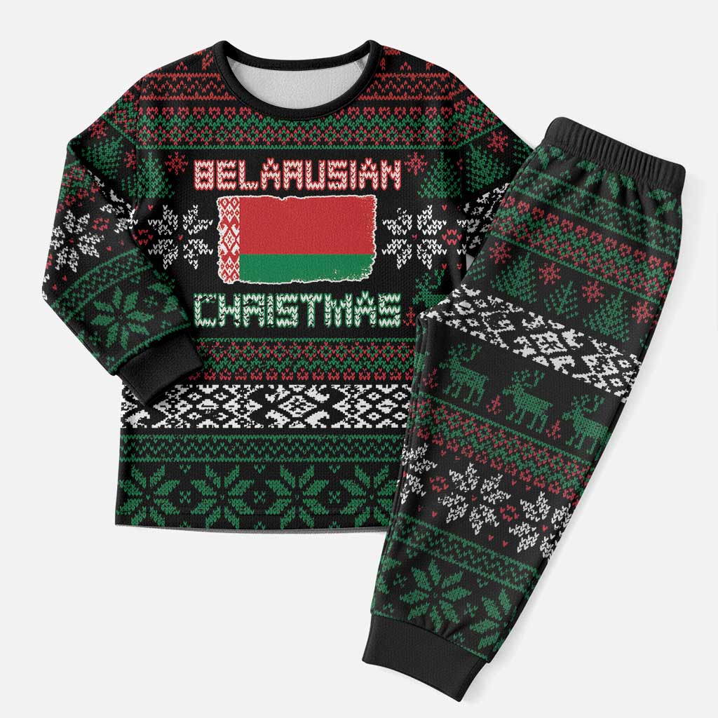 Belarus Christmas Pajama Set Flag With Belarusian Patterns - Wonder Print Shop
