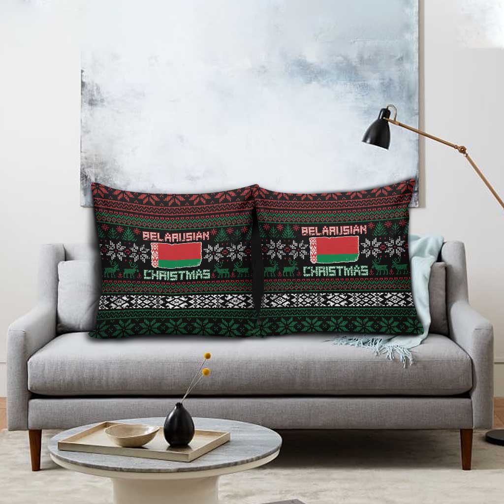 Belarus Christmas Pillow Cover Flag With Belarusian Patterns - Wonder Print Shop