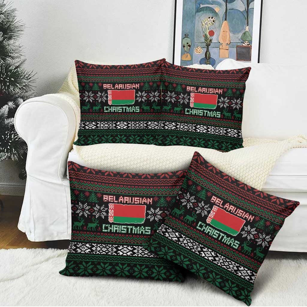 Belarus Christmas Pillow Cover Flag With Belarusian Patterns - Wonder Print Shop