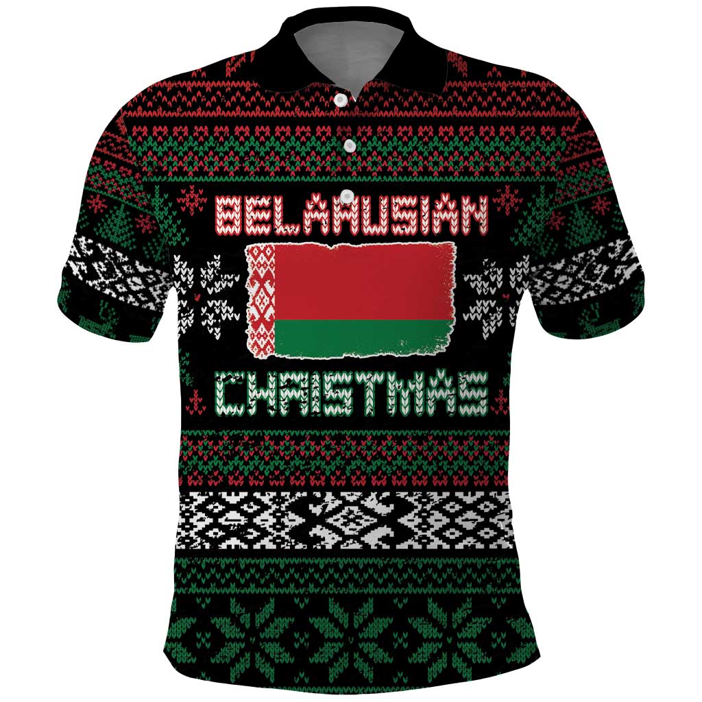 Belarus Christmas Polo Shirt Flag With Belarusian Patterns - Wonder Print Shop