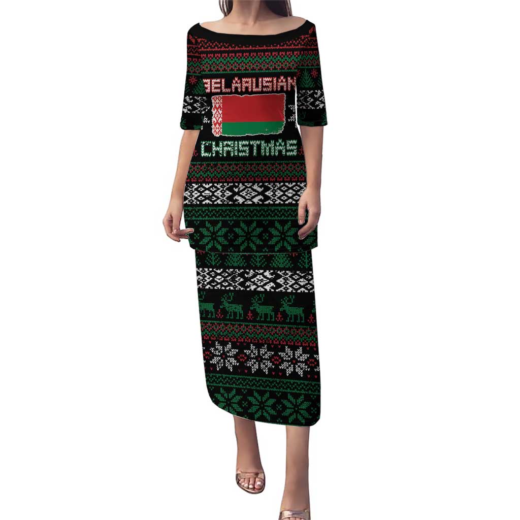 Belarus Christmas Puletasi Flag With Belarusian Patterns - Wonder Print Shop