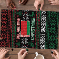 Belarus Christmas Puzzle Flag With Belarusian Patterns - Wonder Print Shop