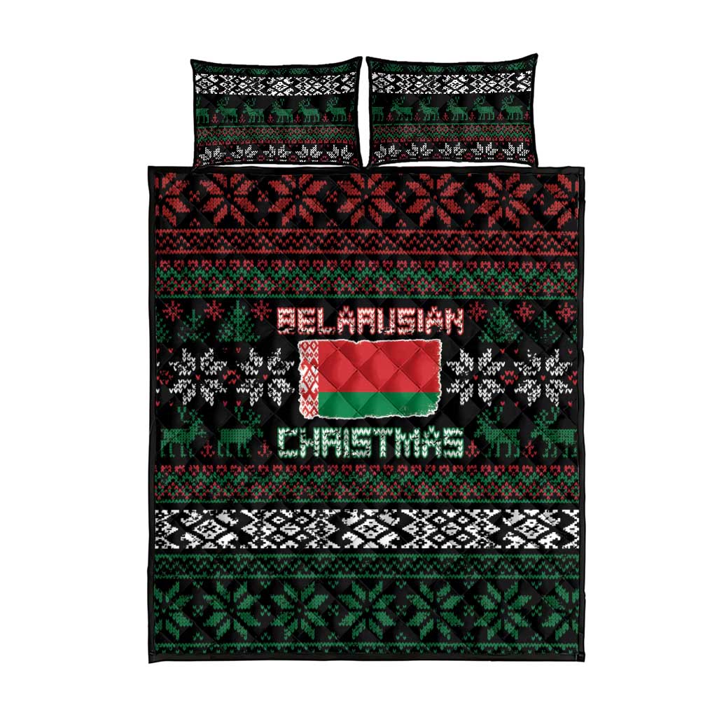 Belarus Christmas Quilt Bed Set Flag With Belarusian Patterns - Wonder Print Shop