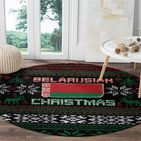 Belarus Christmas Round Carpet Flag With Belarusian Patterns - Wonder Print Shop