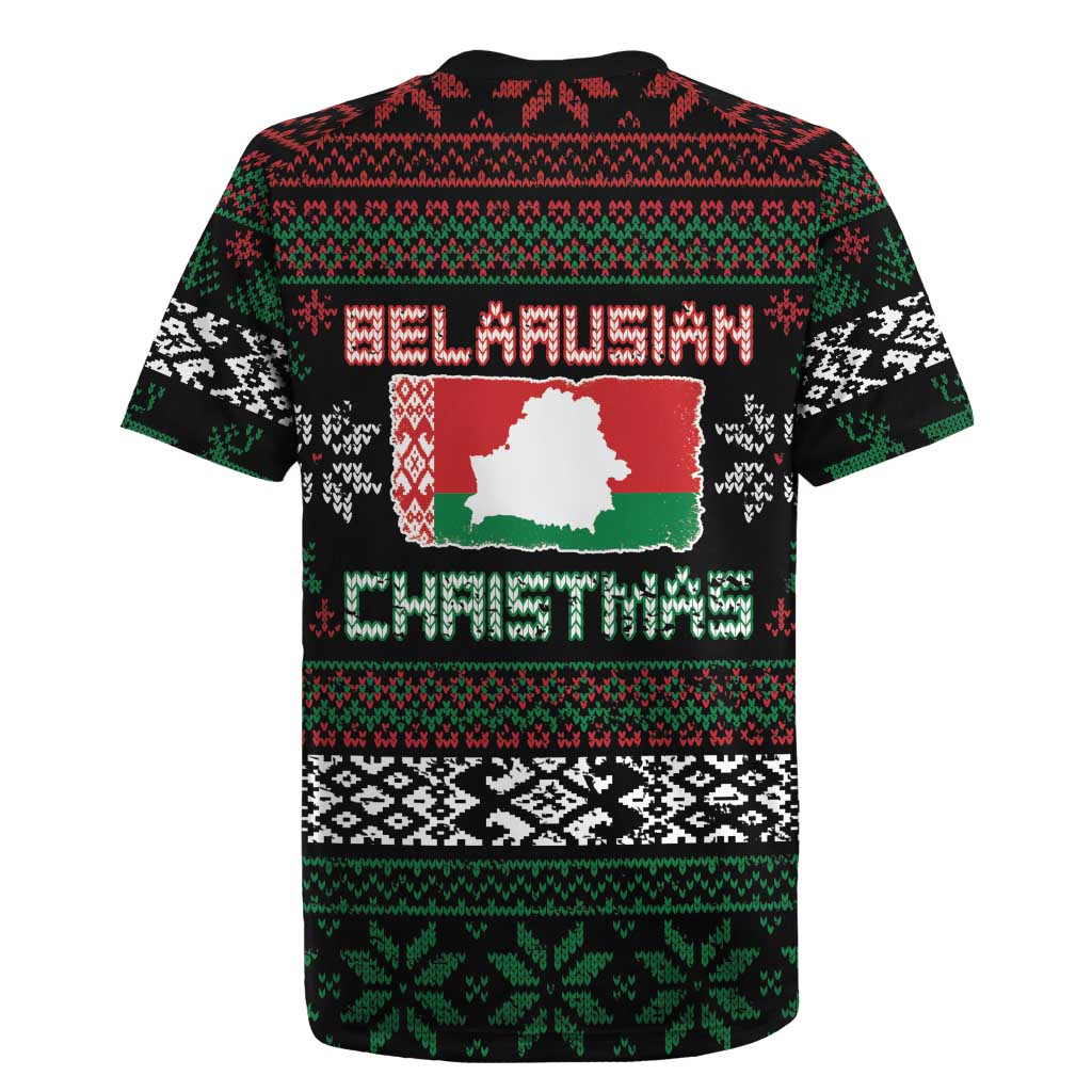 Belarus Christmas Rugby Jersey Flag With Belarusian Patterns - Wonder Print Shop