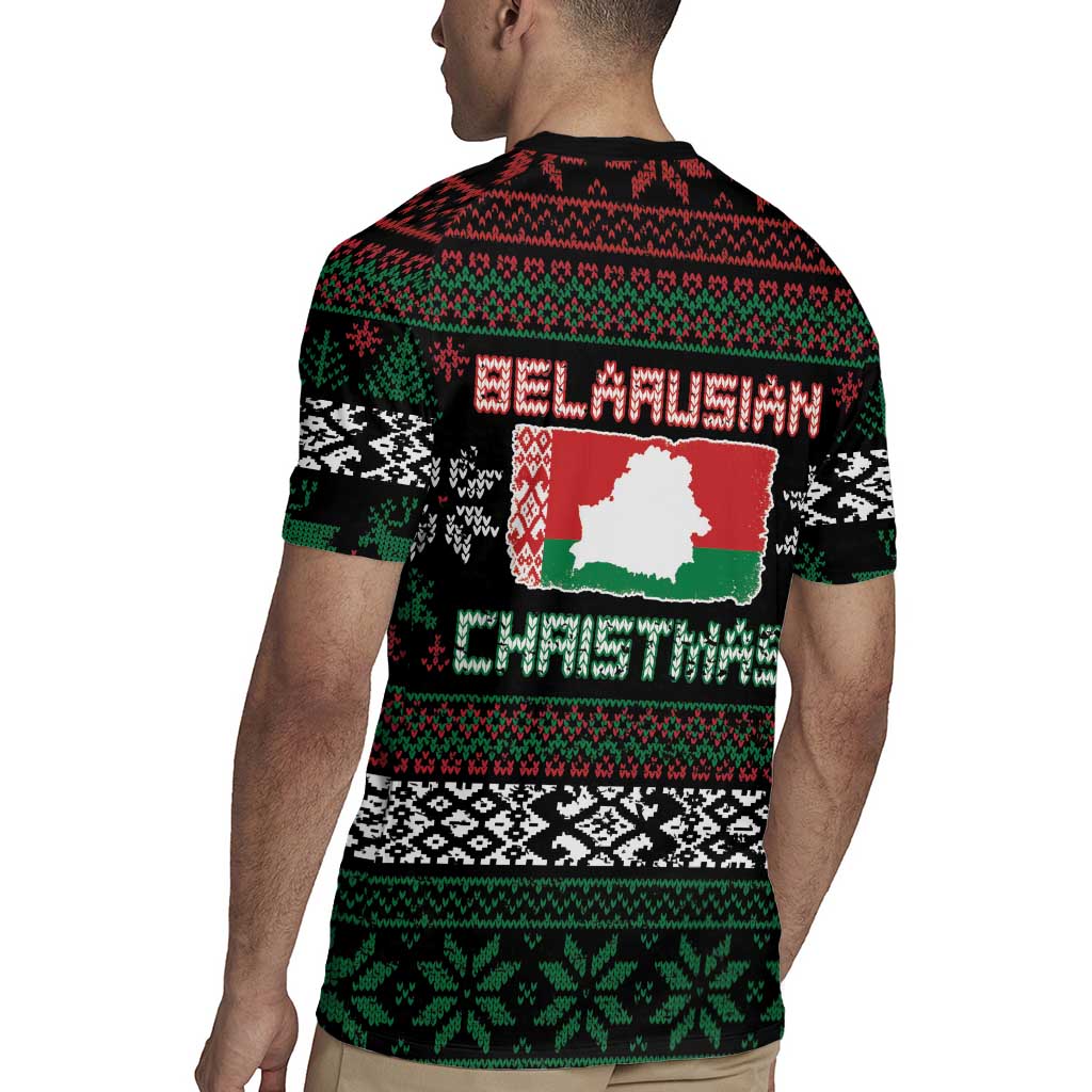 Belarus Christmas Rugby Jersey Flag With Belarusian Patterns - Wonder Print Shop