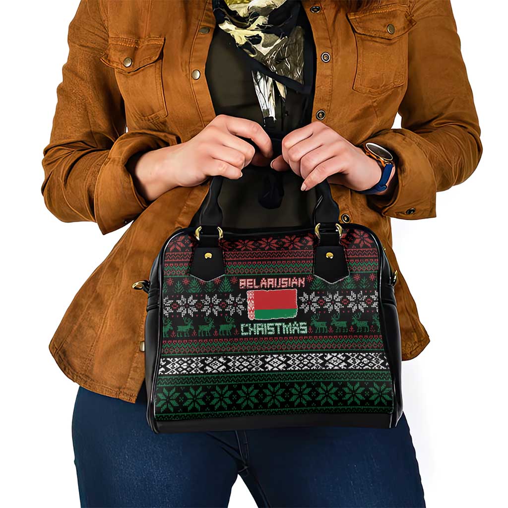 Belarus Christmas Shoulder Handbag Flag With Belarusian Patterns - Wonder Print Shop