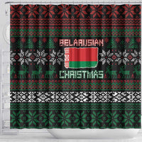 Belarus Christmas Shower Curtain Flag With Belarusian Patterns - Wonder Print Shop