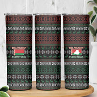 Belarus Christmas Skinny Tumbler Flag With Belarusian Patterns - Wonder Print Shop