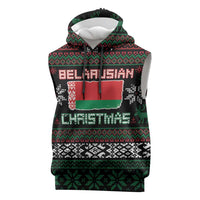 Belarus Christmas Sleeveless Hoodie Flag With Belarusian Patterns - Wonder Print Shop