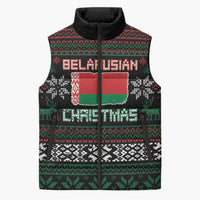 Belarus Christmas Sleeveless Puffer Jacket Flag With Belarusian Patterns - Wonder Print Shop