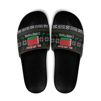 Belarus Christmas Slide Sandals Flag With Belarusian Patterns - Wonder Print Shop