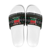 Belarus Christmas Slide Sandals Flag With Belarusian Patterns - Wonder Print Shop