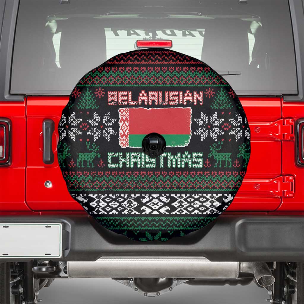 Belarus Christmas Spare Tire Cover Flag With Belarusian Patterns - Wonder Print Shop