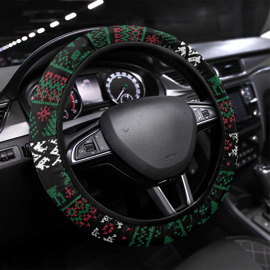 Belarus Christmas Steering Wheel Cover Flag With Belarusian Patterns - Wonder Print Shop