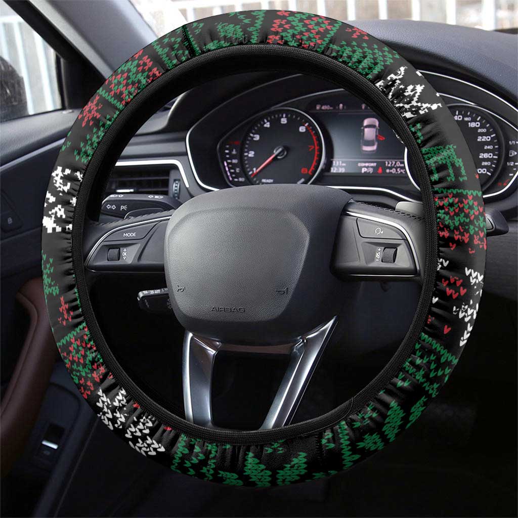 Belarus Christmas Steering Wheel Cover Flag With Belarusian Patterns - Wonder Print Shop